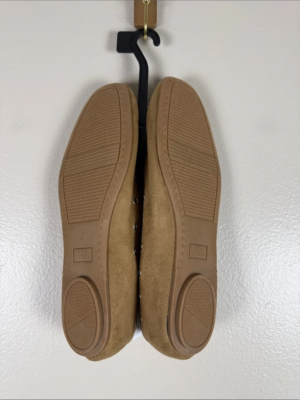 Time and Tru Tan Suede Lace-Up Ballet Flats. NEW Size 9
